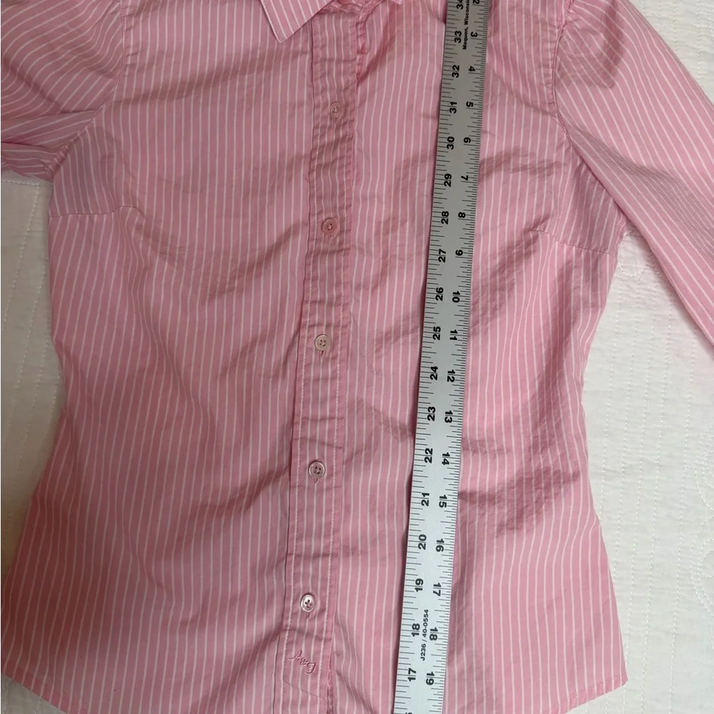 Abercrombie and Fitch AF Superfine Poplin Y2K Button Up Pink White Long Sleeve - Picture 6 of 9